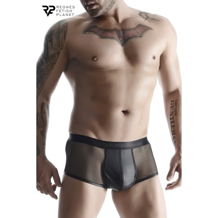 Boxer noir wetlook et mesh - Regnes