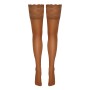 Bas autofixants large jarretière dentelle beige - Cotelli Legwear